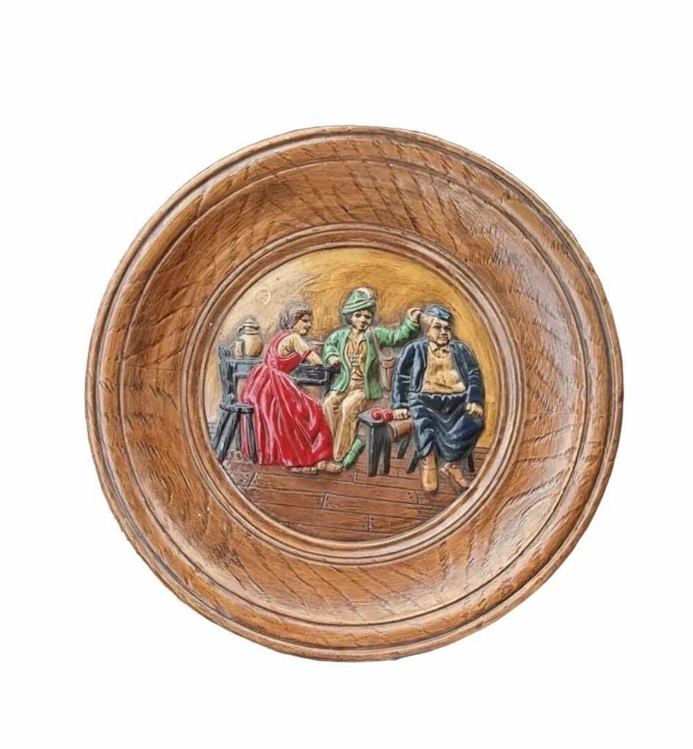 Vintage Musterschutz Johann Maresch Terracotta 3D Wall Plaque Interior Scene